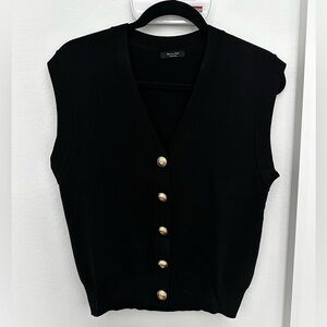 Massimo Dutti Black Vest with gold buttons